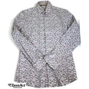 ZARA Men's Slim Fit Multi Color Dots Button Up Long Sleeve Cotton Sz S